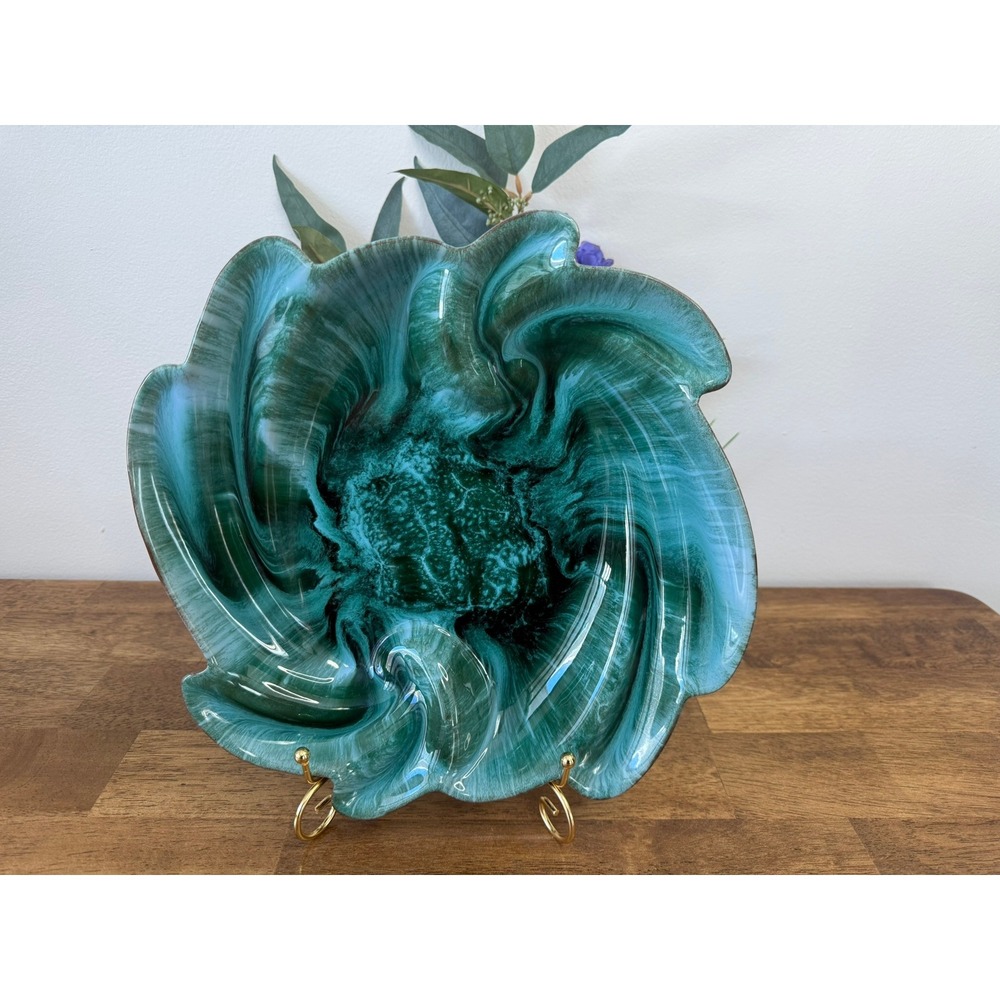 Vintage Blue Mountain Pottery‎ Canada Large Drip Glaze Swirl Bowl MCM Ceramic
